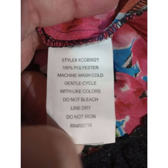 NY Collection Shirt Ladies Extra Large Pink Blue Black Lace Semi Sheer Short Sle - Picture 8 of 9